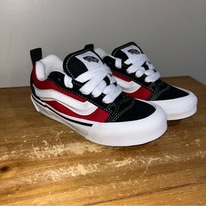 Vans Kids Knu Skool Shoes Black, Red & White Low-Top Skate Sneakers